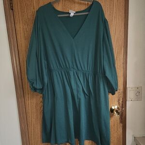 Ava & Viv Deep Teal V-Neck Dress